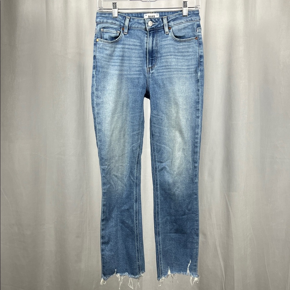Paige Cindy Straight Jeans in Mel Destroyed Hem Denim. - Picture 3 of 12